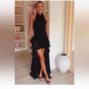 Zara Black High Low Halter Dress
